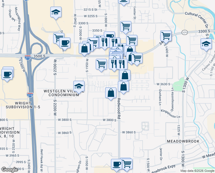 map of restaurants, bars, coffee shops, grocery stores, and more near 1785 West Homestead Farms Lane in South Salt Lake
