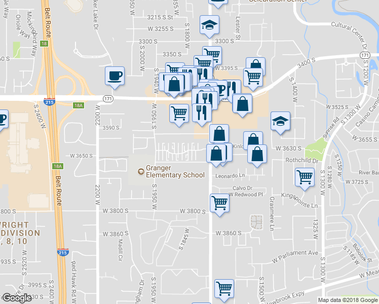 map of restaurants, bars, coffee shops, grocery stores, and more near 1785 West Homestead Farms Lane in West Valley City