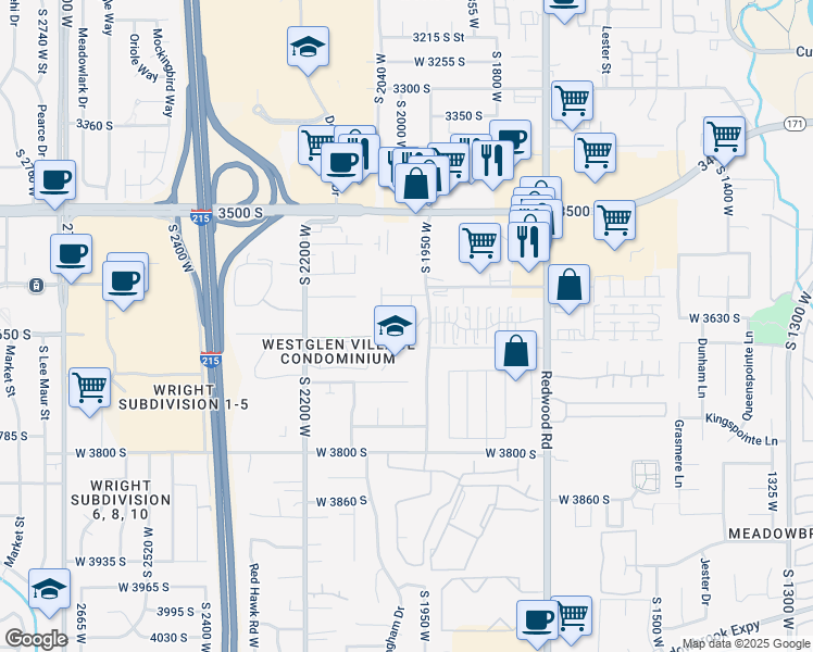 map of restaurants, bars, coffee shops, grocery stores, and more near in South Salt Lake