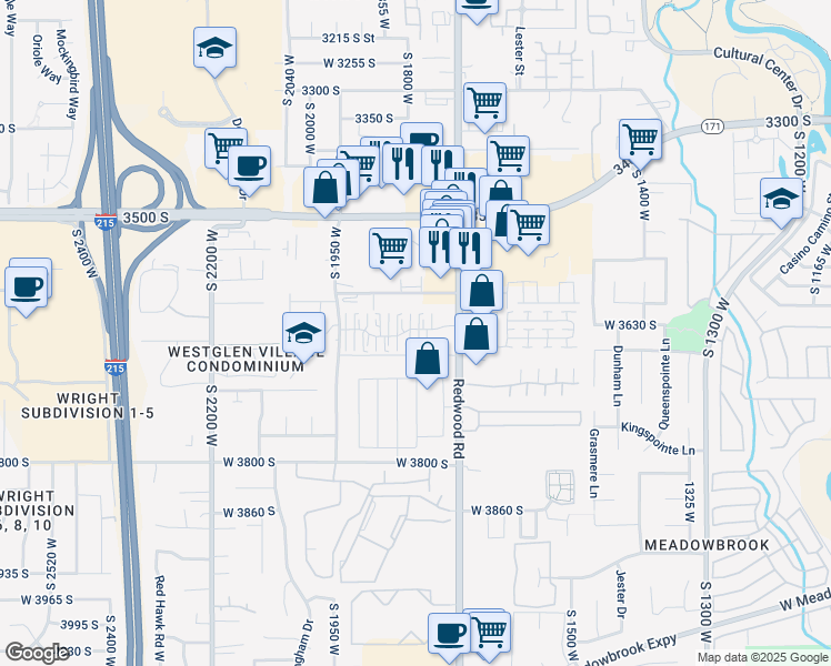 map of restaurants, bars, coffee shops, grocery stores, and more near 1780 West 3650 South in West Valley City