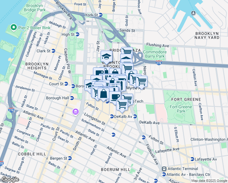 map of restaurants, bars, coffee shops, grocery stores, and more near in Brooklyn