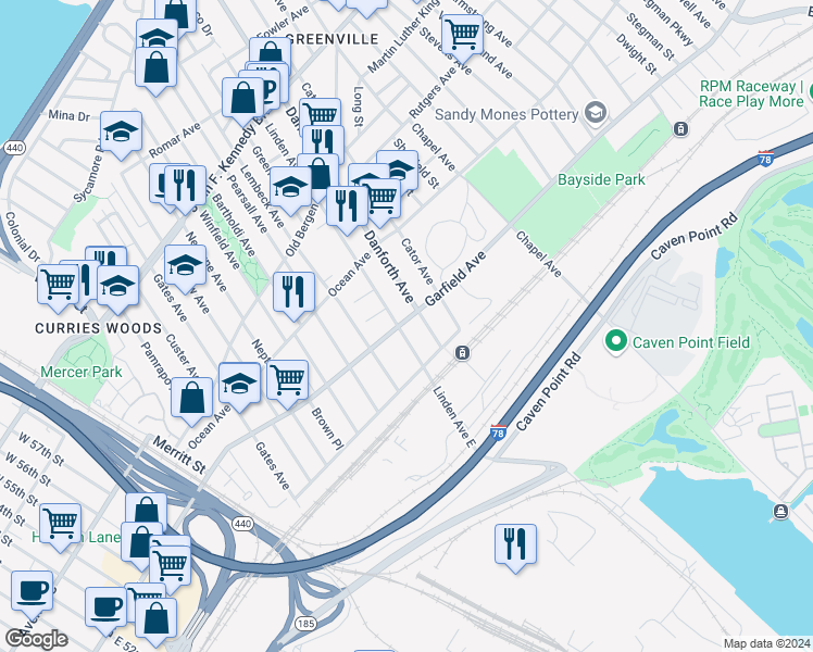 map of restaurants, bars, coffee shops, grocery stores, and more near in Jersey City