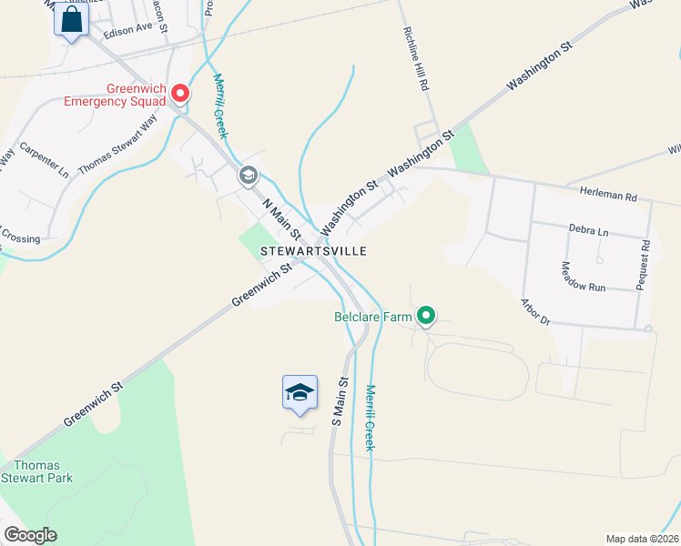 map of restaurants, bars, coffee shops, grocery stores, and more near 613 South Main Street in Greenwich Township