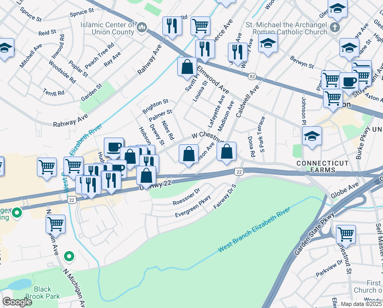 map of restaurants, bars, coffee shops, grocery stores, and more near 776 Lafayette Avenue in Union