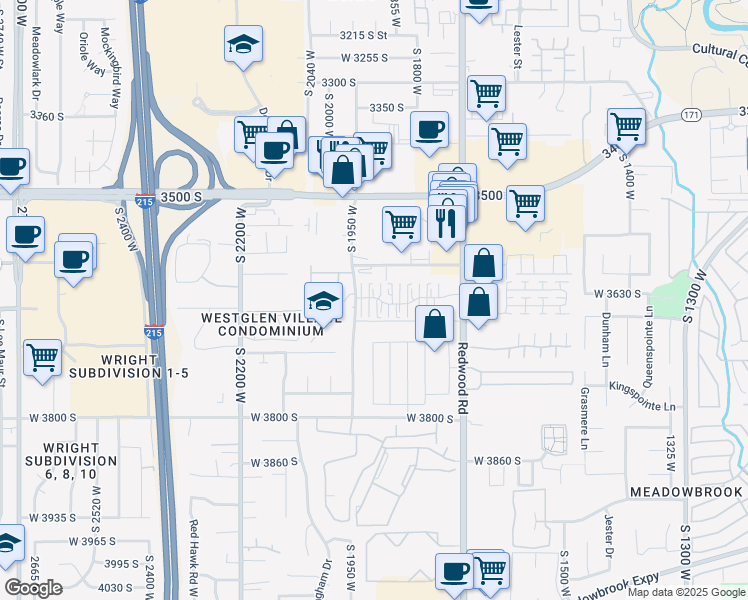 map of restaurants, bars, coffee shops, grocery stores, and more near 1913 3650 South in West Valley City