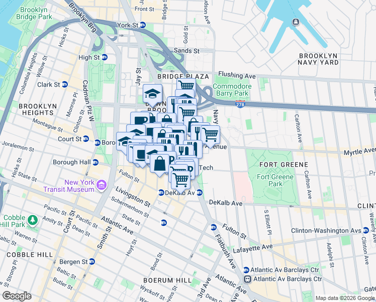 map of restaurants, bars, coffee shops, grocery stores, and more near in Brooklyn