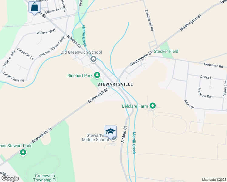 map of restaurants, bars, coffee shops, grocery stores, and more near in Greenwich Township