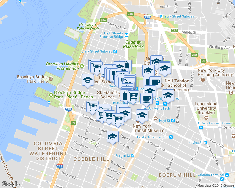 map of restaurants, bars, coffee shops, grocery stores, and more near in Brooklyn