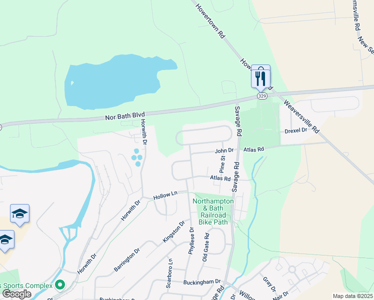 map of restaurants, bars, coffee shops, grocery stores, and more near 979 Graystone Circle in Northampton