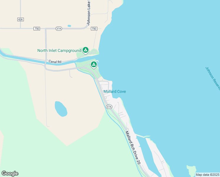 map of restaurants, bars, coffee shops, grocery stores, and more near 22 Mallard Cove Drive 19A in Johnson Lake