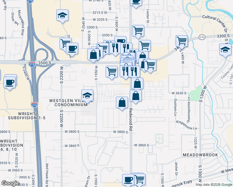 map of restaurants, bars, coffee shops, grocery stores, and more near 1780 West 3650 South in West Valley City