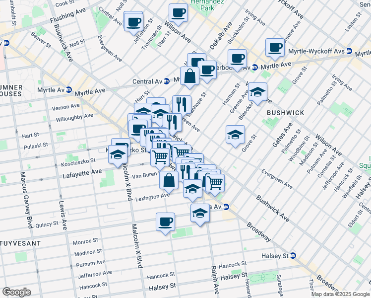 map of restaurants, bars, coffee shops, grocery stores, and more near in Brooklyn
