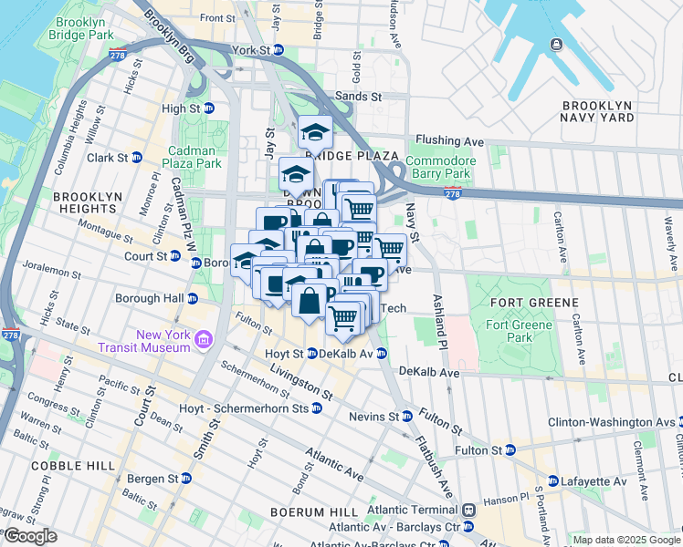map of restaurants, bars, coffee shops, grocery stores, and more near in Brooklyn