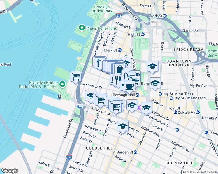 map of restaurants, bars, coffee shops, grocery stores, and more near in Brooklyn