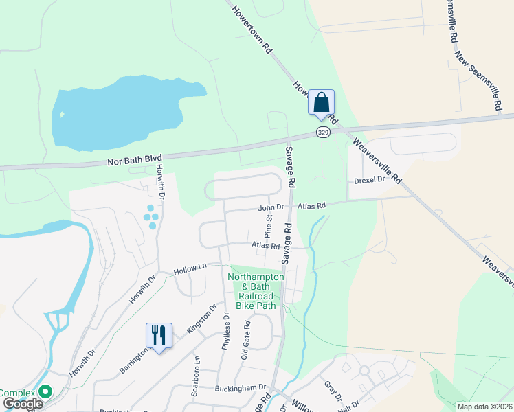 map of restaurants, bars, coffee shops, grocery stores, and more near in Allentown
