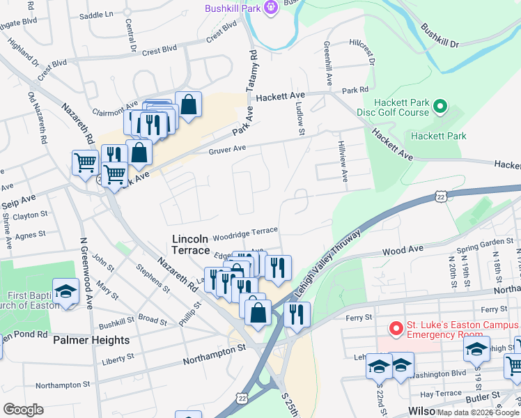 map of restaurants, bars, coffee shops, grocery stores, and more near 21 Stonecroft Dr in Easton