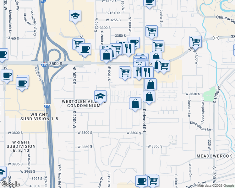 map of restaurants, bars, coffee shops, grocery stores, and more near 1896 West Homestead Farms Lane in West Valley City