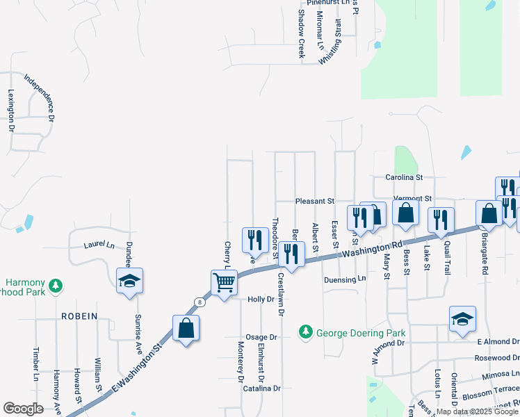 map of restaurants, bars, coffee shops, grocery stores, and more near 200 Stahl Avenue in Washington