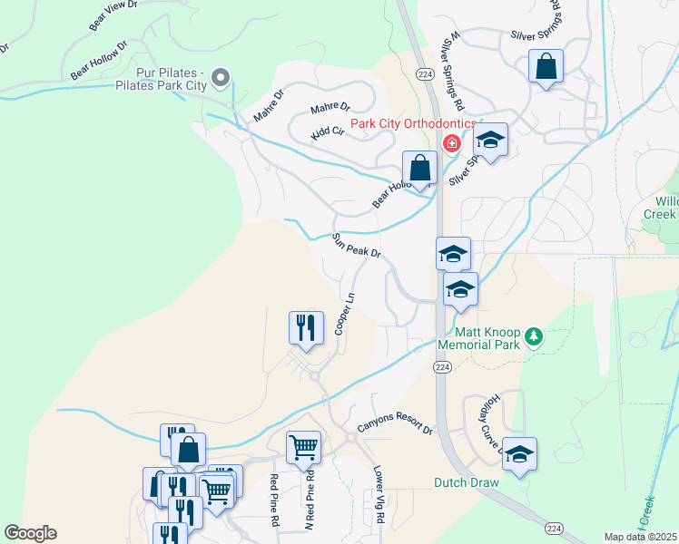 map of restaurants, bars, coffee shops, grocery stores, and more near 4313 Holly Frost Court in Park City