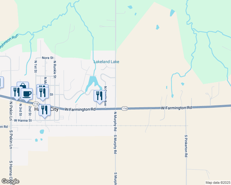 map of restaurants, bars, coffee shops, grocery stores, and more near 98 North Murphy Road in Hanna City