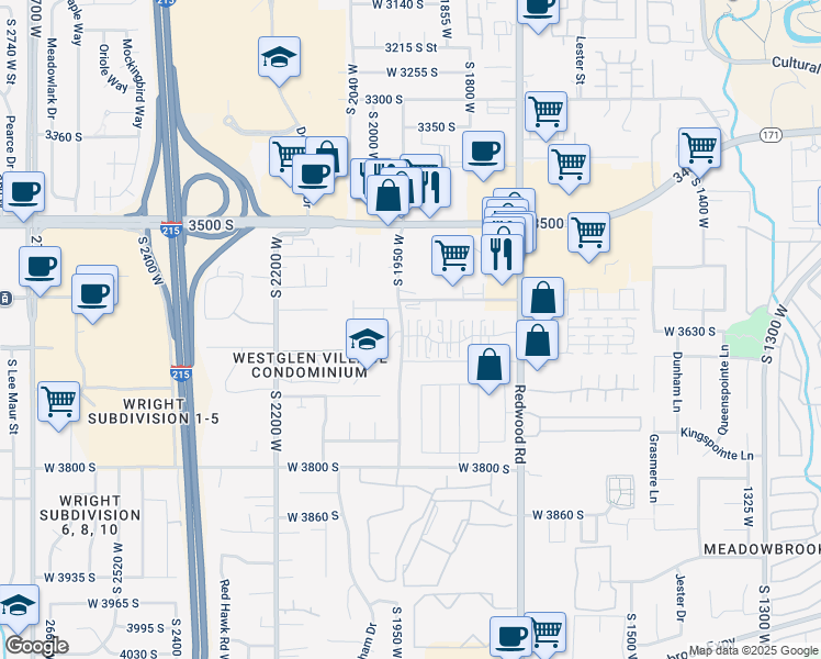 map of restaurants, bars, coffee shops, grocery stores, and more near 1916 West Homestead Farms Lane in West Valley City