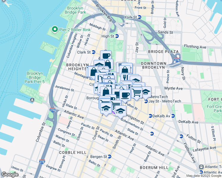 map of restaurants, bars, coffee shops, grocery stores, and more near in Brooklyn