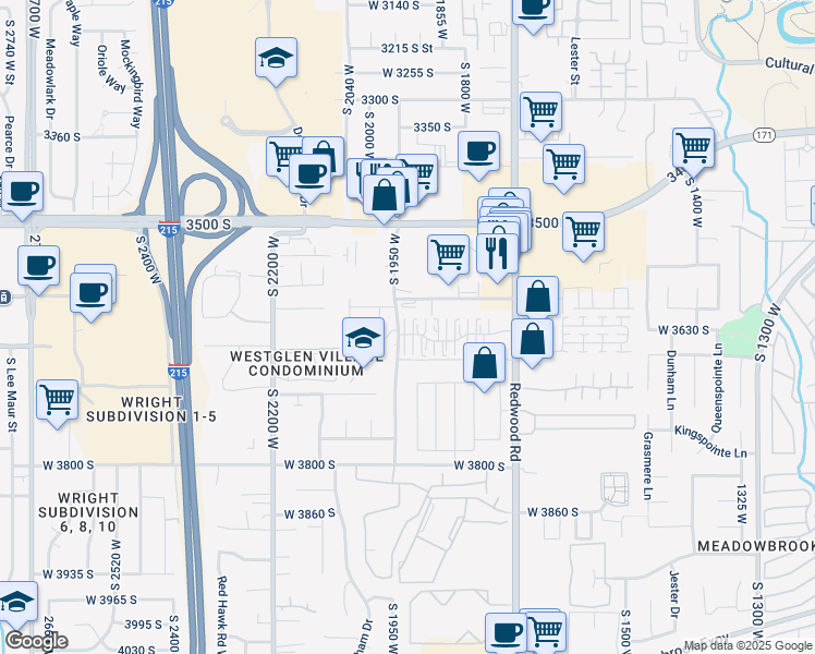 map of restaurants, bars, coffee shops, grocery stores, and more near 1916 West Homestead Farms Lane in West Valley City