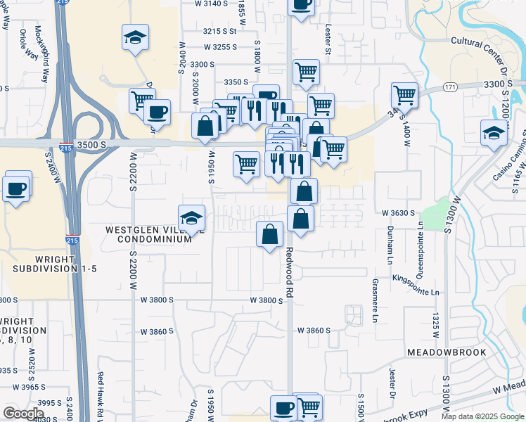 map of restaurants, bars, coffee shops, grocery stores, and more near 1780 West Homestead Farms Lane in West Valley City