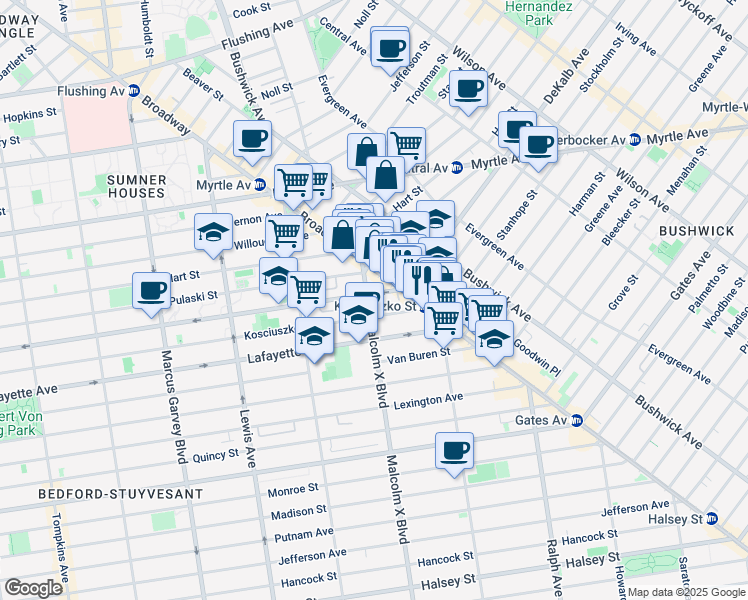 map of restaurants, bars, coffee shops, grocery stores, and more near in Brooklyn