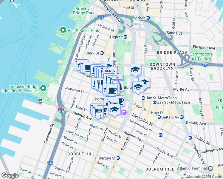 map of restaurants, bars, coffee shops, grocery stores, and more near in Brooklyn