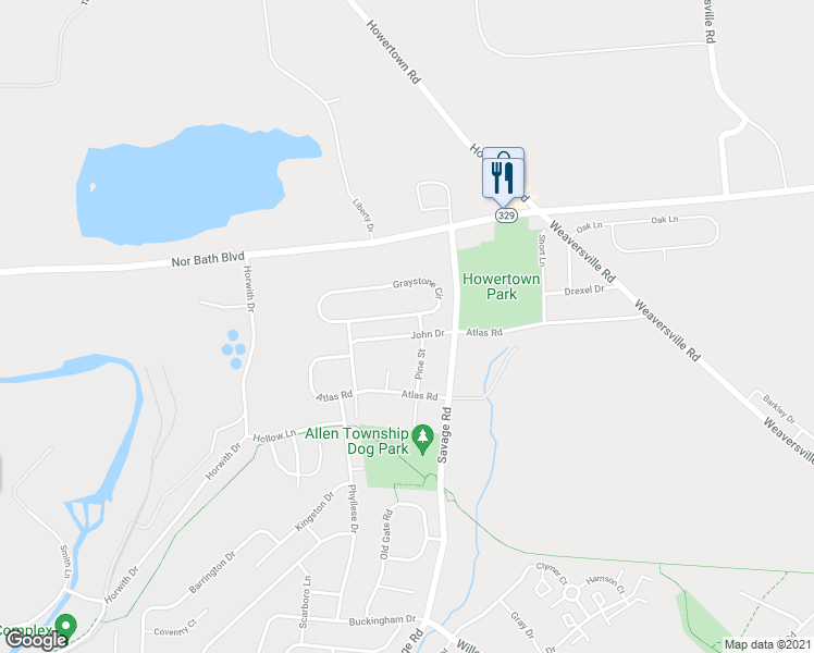 map of restaurants, bars, coffee shops, grocery stores, and more near 872 Graystone Cir in Northampton