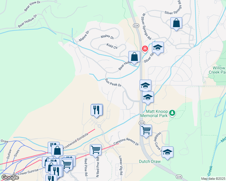 map of restaurants, bars, coffee shops, grocery stores, and more near 4170 Cooper Lane in Park City