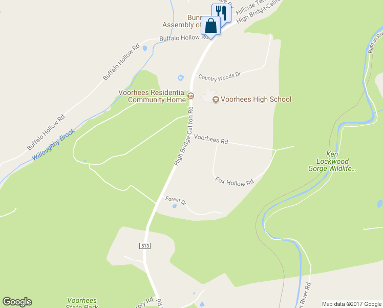 map of restaurants, bars, coffee shops, grocery stores, and more near 240 County Road 513 in Glen Gardner