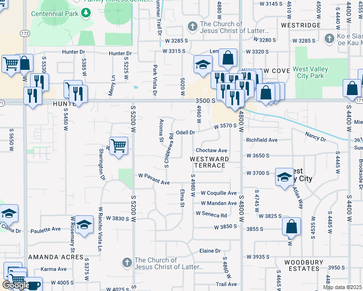 map of restaurants, bars, coffee shops, grocery stores, and more near 3622 South 5020 West in West Valley City
