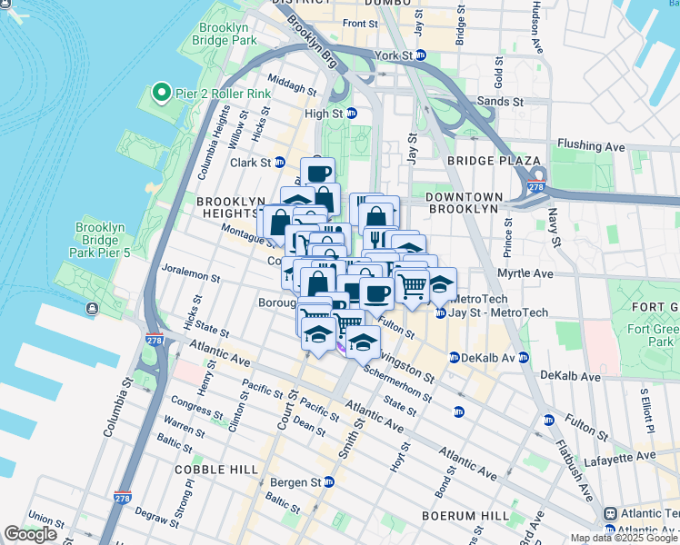 map of restaurants, bars, coffee shops, grocery stores, and more near in Brooklyn