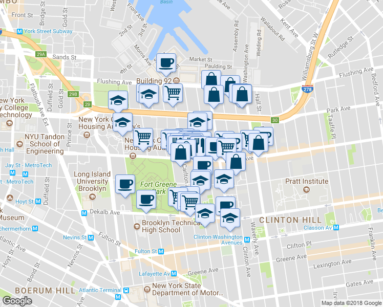 map of restaurants, bars, coffee shops, grocery stores, and more near in Brooklyn