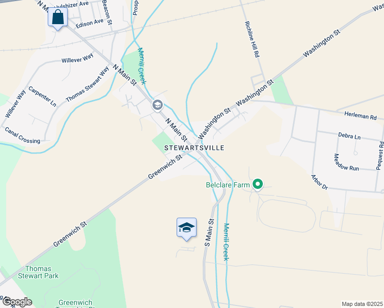 map of restaurants, bars, coffee shops, grocery stores, and more near in Greenwich Township