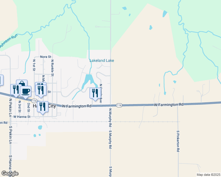 map of restaurants, bars, coffee shops, grocery stores, and more near 98-200 North Murphy Road in Hanna City