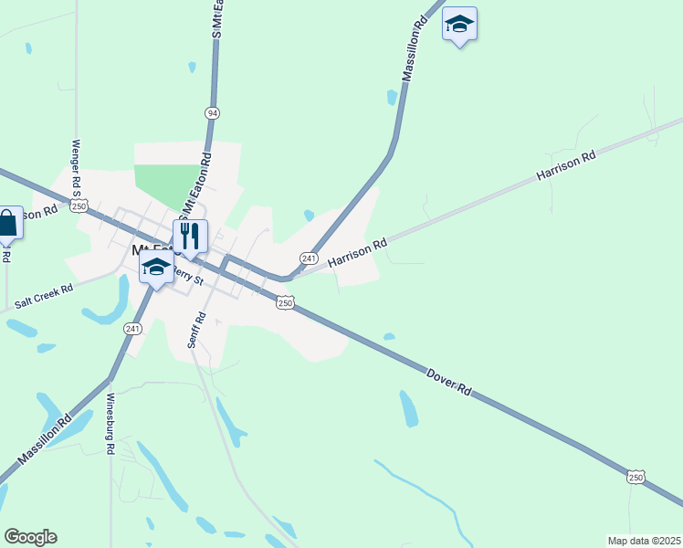 map of restaurants, bars, coffee shops, grocery stores, and more near 16329 Harrison Road in Navarre