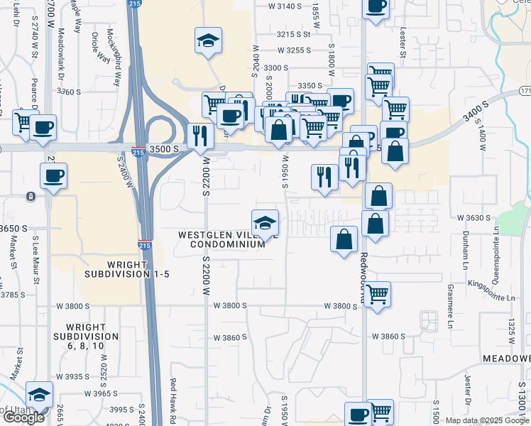 map of restaurants, bars, coffee shops, grocery stores, and more near 2016 Stone Creek Drive in West Valley City