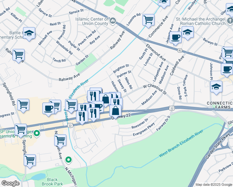 map of restaurants, bars, coffee shops, grocery stores, and more near 816 Hobson St in Union