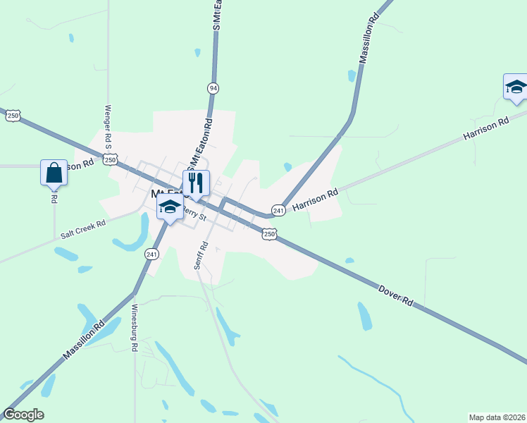 map of restaurants, bars, coffee shops, grocery stores, and more near 16178 Chestnut in Mount Eaton