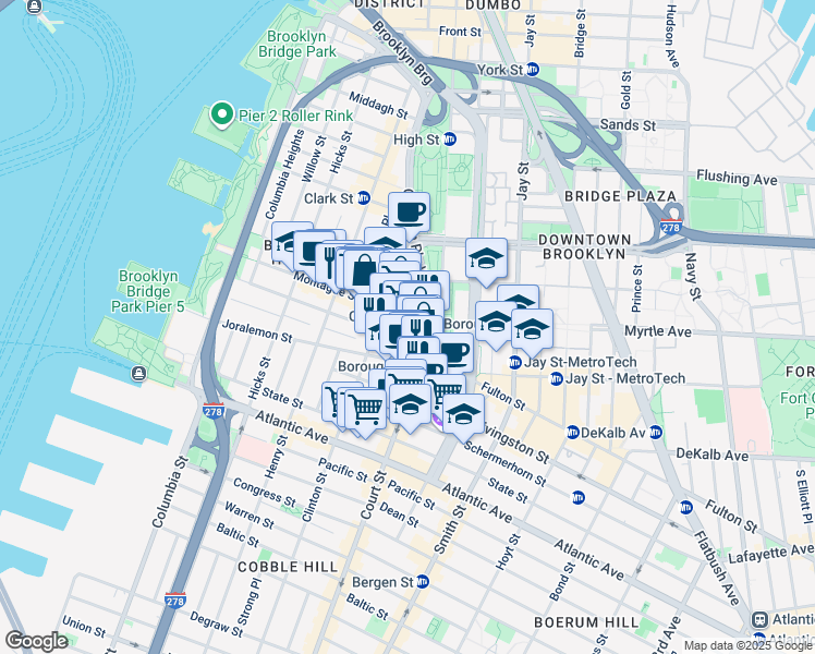 map of restaurants, bars, coffee shops, grocery stores, and more near in Brooklyn