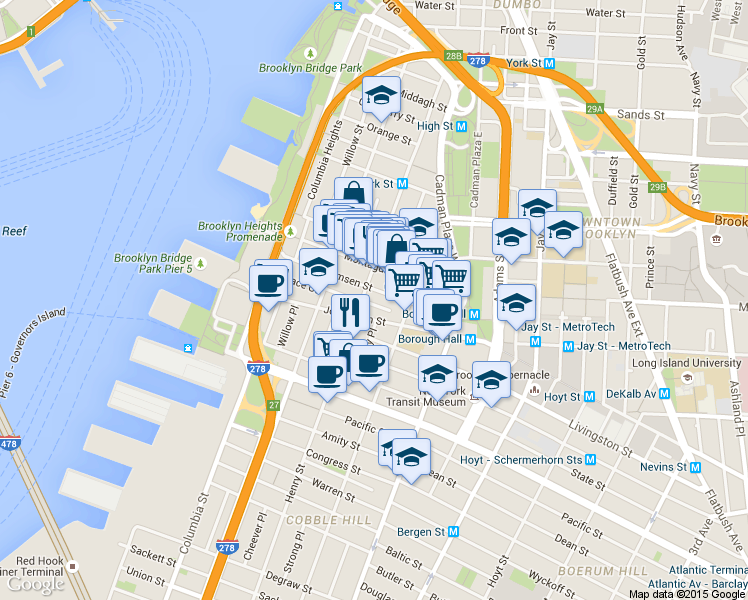 map of restaurants, bars, coffee shops, grocery stores, and more near in Brooklyn