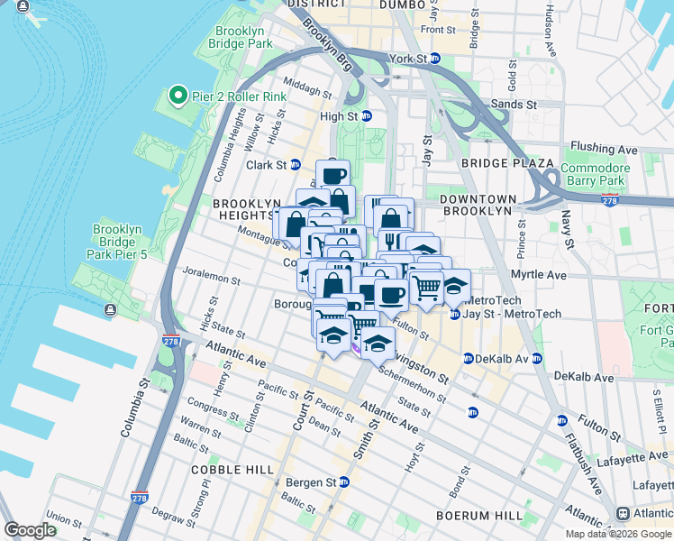 map of restaurants, bars, coffee shops, grocery stores, and more near in Brooklyn