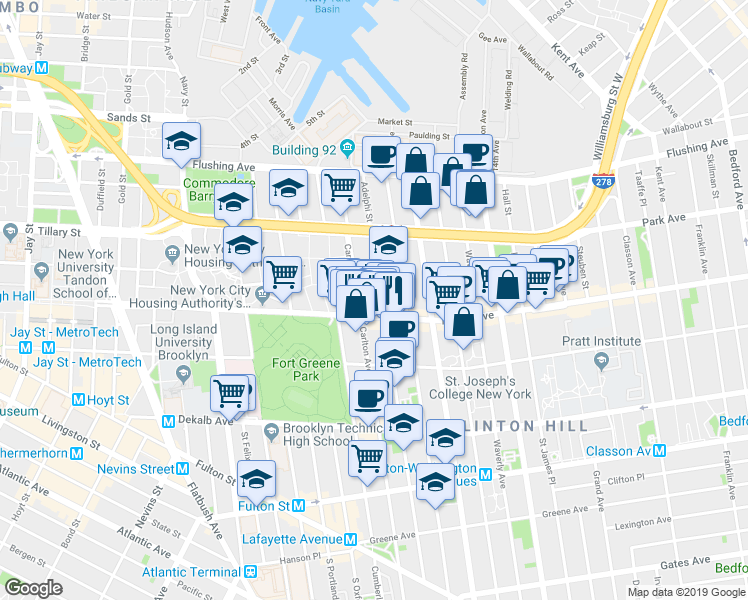 map of restaurants, bars, coffee shops, grocery stores, and more near in Brooklyn