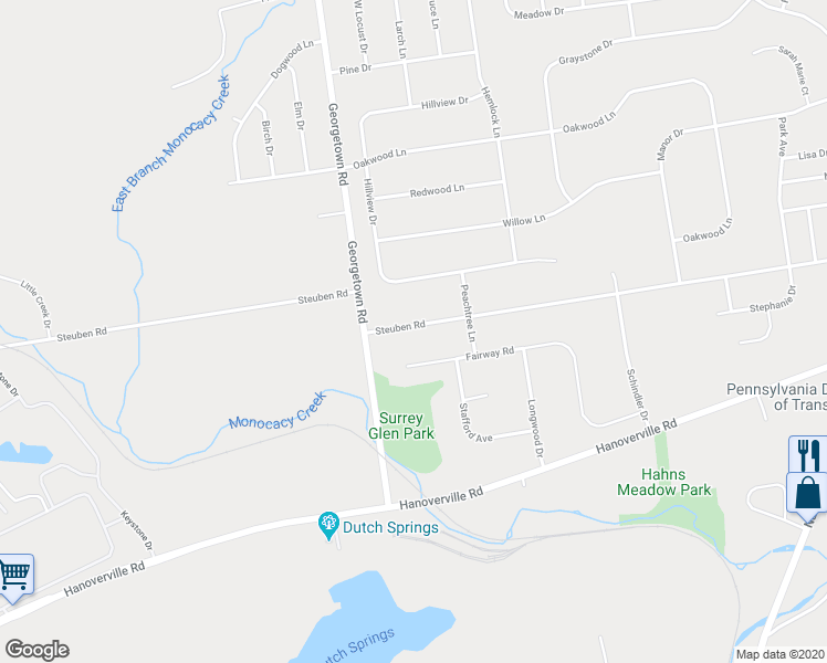 map of restaurants, bars, coffee shops, grocery stores, and more near 4669 Steuben Road in Bethlehem