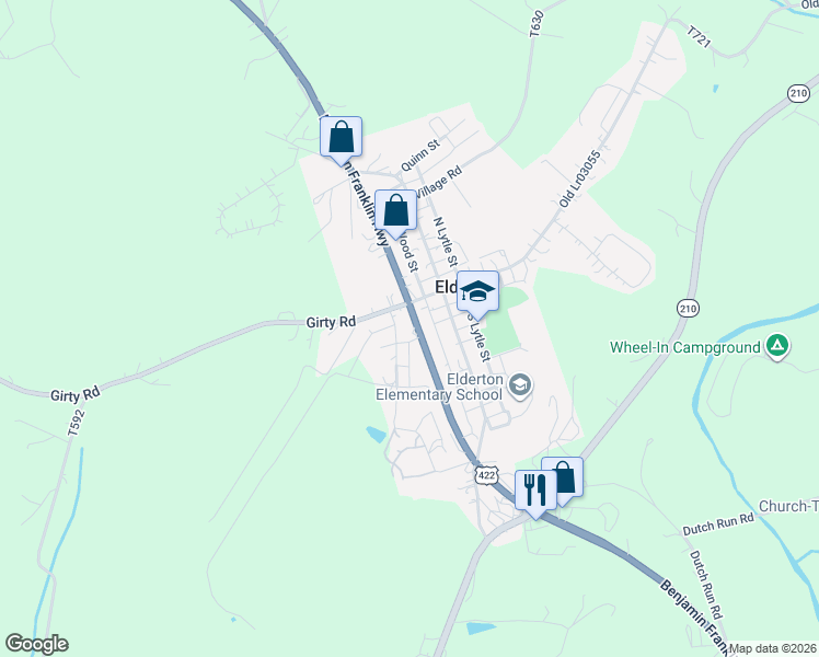 map of restaurants, bars, coffee shops, grocery stores, and more near 11235 U.S. 422 in Shelocta