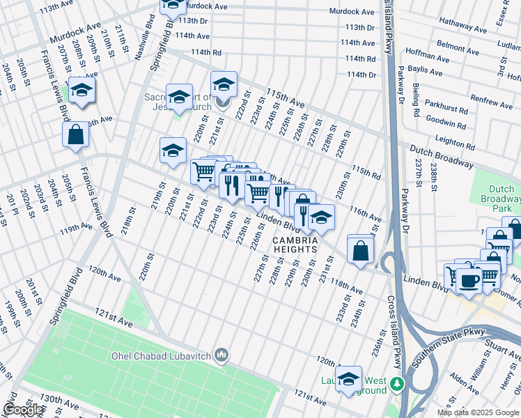 map of restaurants, bars, coffee shops, grocery stores, and more near in Queens