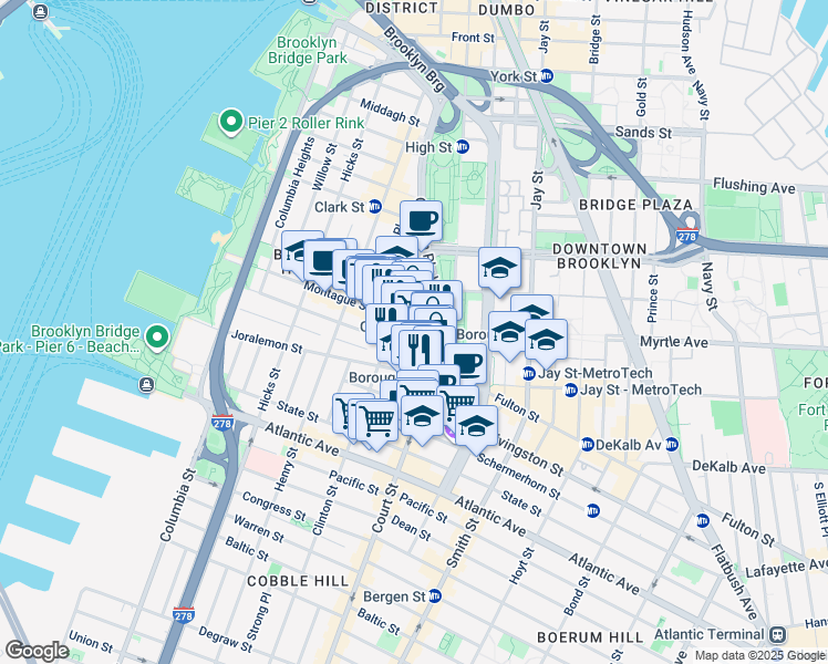 map of restaurants, bars, coffee shops, grocery stores, and more near in Brooklyn